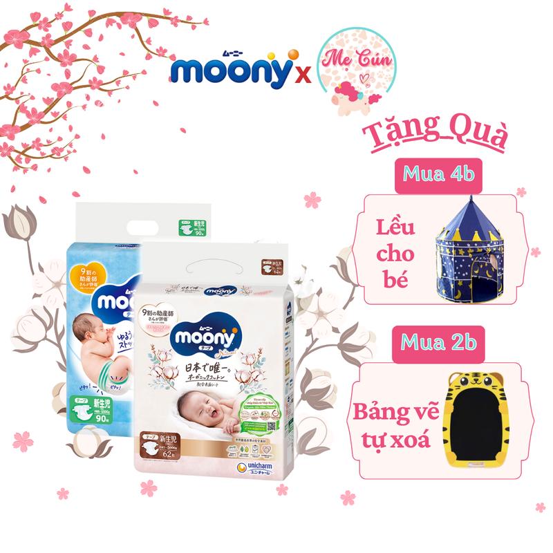 Tã quần, dán Moony Xanh, Moony Natural Bông Hữu cơ Cao Cấp NB62, S58, M46, L38, XL32 Bỉm Quần Cho Bé