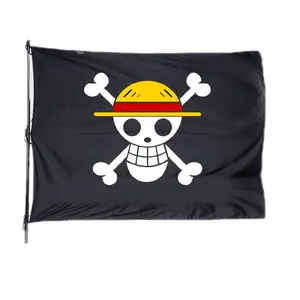 BENDERA kartun ONE PIECE bahan kain asli tidak mudah luntur print sudah tembus sampai belakang