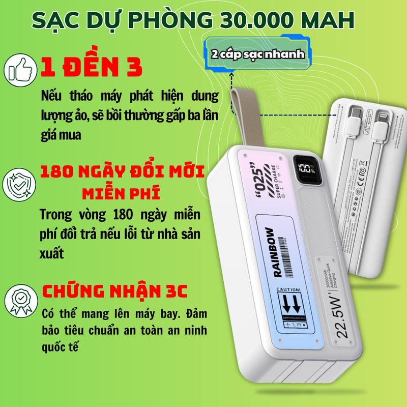 [Bảo Hành Đổi Mới Trong 180 Ngày] Sạc Dự Phòng Chính Hãng Xooxi Dung Lượng Lớn 20.000 mAh Chứng Nhận 3C Mang Lên Máy Bay Sạc Nhanh 22.5W Hai Đầu TypeC và Lighling Màn Led Hiển Thị Thông Minh