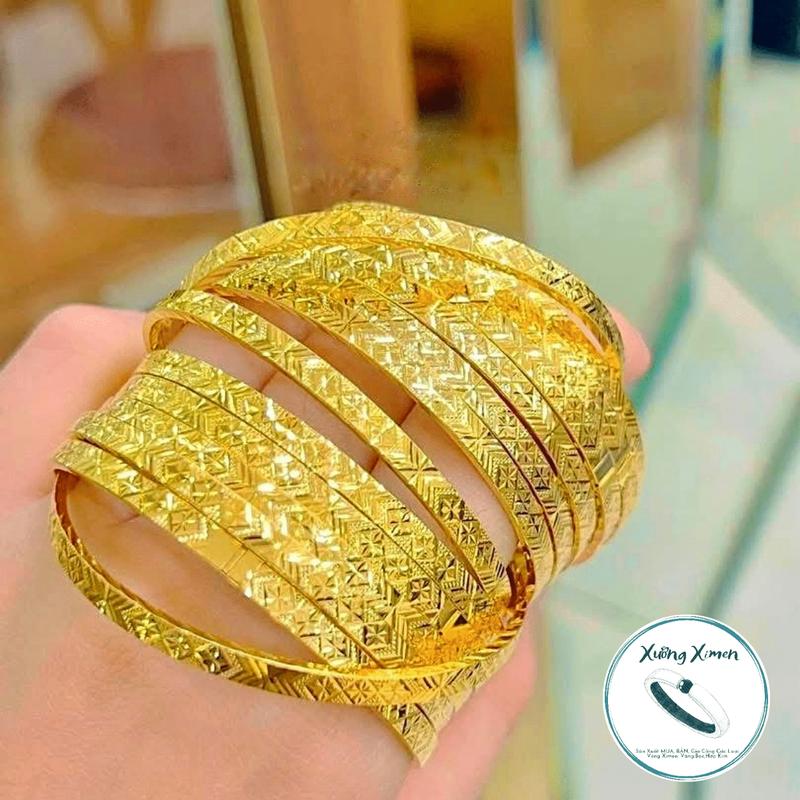 Bộ 7, Bộ 9 Chiếc Vòng Ximen Mẫu X CNC Bảng 4 Li Màu 610 Sài Gòn Chất Liệu Đồng Hội Vàng Có Khóa Lưỡi Gà Kí Hiệu 610