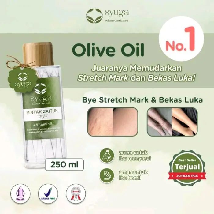 Syuga Minyak Syuga 250 ml Plus Vitamin E Halal BPOM Melembutkan Elastisitas Kulit Menghaluskan & Mencegah Stretch Marks