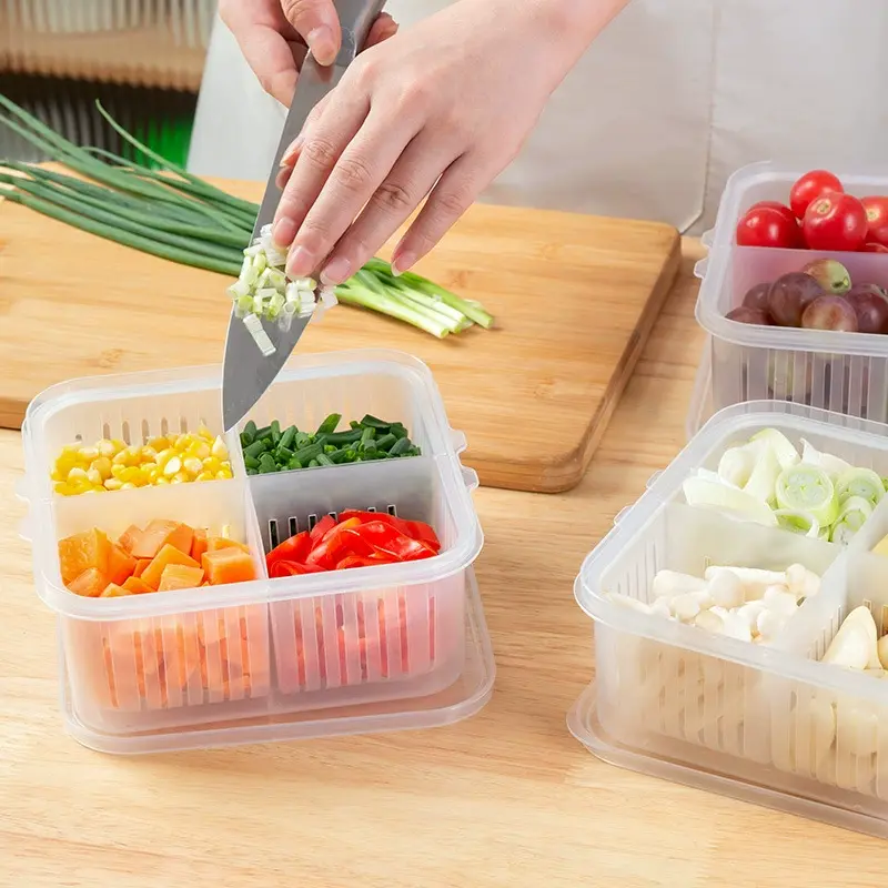 Hộp Đựng Hành Tây, Gừng Và Tỏi, Hộp Đựng Thực Phẩm Nhà Bếp, Hộp Giữ Tươi Hành Tủ Lạnh, Hộp Chuẩn Bị Rau Củ Thoát Nước, Thích Hợp Cho Trái Cây Và Thực Phẩm, Đặc Biệt 2