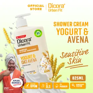 Dicora Shower Cream Yogurt & Oat Avena 825ML | Sabun Mandi Organik Lembut Menutrisi Kulit Sensitif