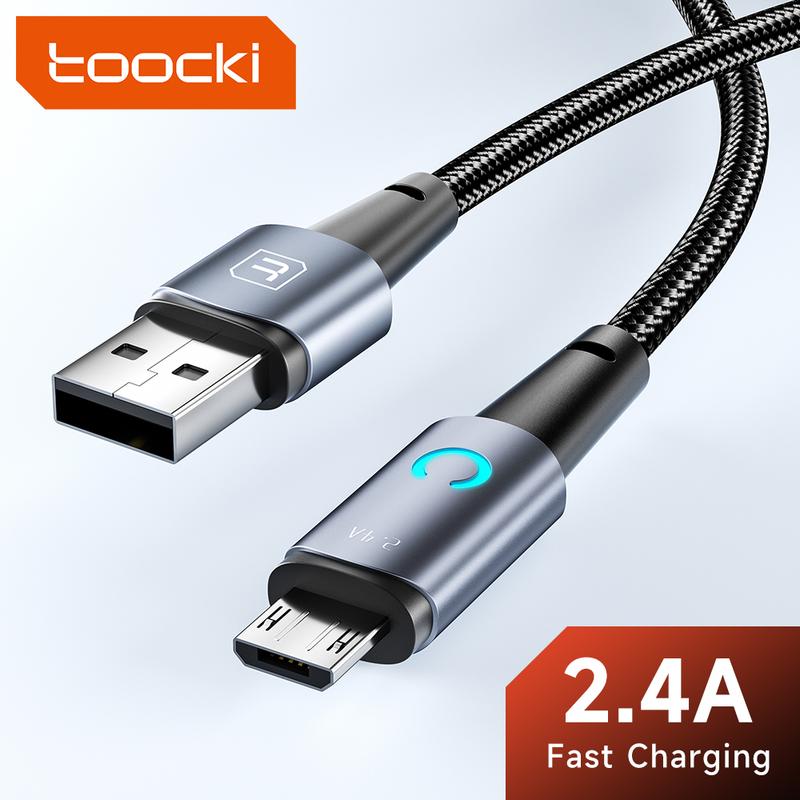 Cáp Micro USB LED Toocki Sạc Nhanh 2.4A Cáp Truyền Dữ Liệu Tương Thích Với Xiaomi Oppo Vivo Samsung Huawei Dây Sạc Android