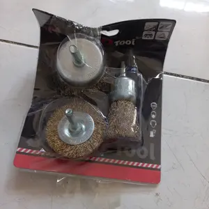 JLD Wire Brush set 5pcs Sikat Endbrush Mata Bor Brush Sikat Mangkok Gepeng 3pc Wire Brush Sikat Tangkai Bor Sikat Kawat Baja Bulu Kuningan End Brush Crimped Wire Shank Bor Pembesih Karat Besi