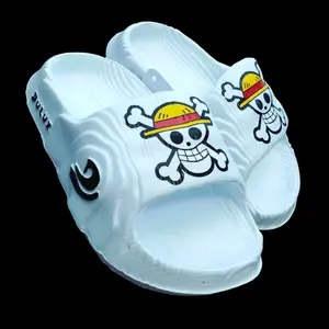 Sandal Slip-On Gelembung Anak Unisek putih hitam Karakter Onepiece 24-35 usia 3-10 tahun  Karet Motif Fashion