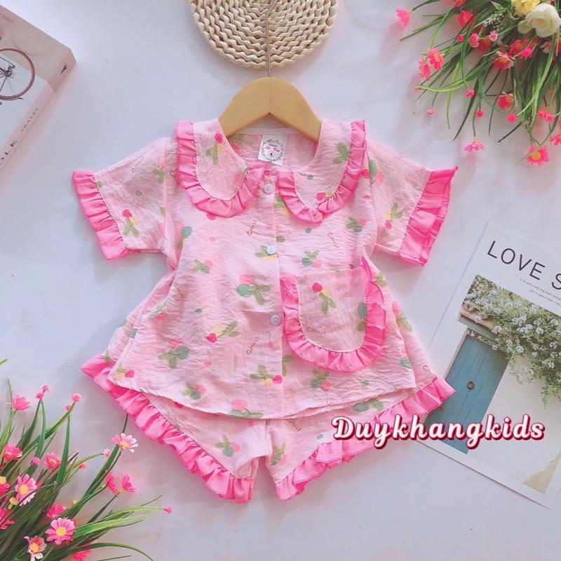 Bộ pizama ngắn Phải cotton Hàn mềm mát cho bé gái 8 đến 16kg 4