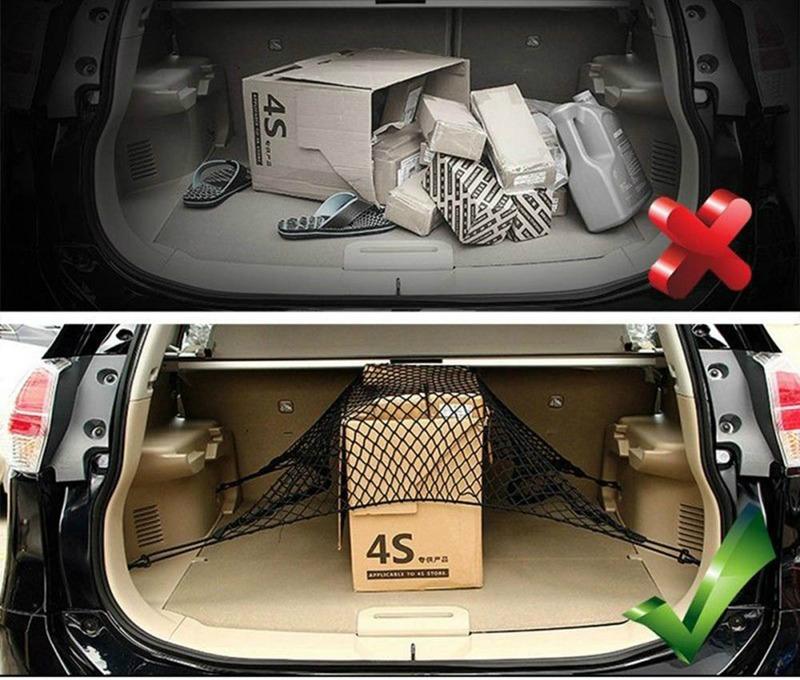Product Introduction of 70 X 70cm Car-styling Boot String Mesh Elastic Nylon Rear Back Cargo Trunk Storage Organizer Luggage Net Holder Auto Accessory 31