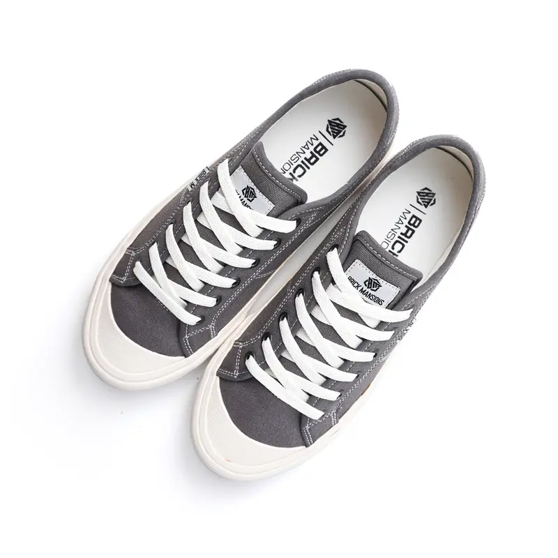 Brick Mansions - Urban Street Grey White Sepatu Sneakers Casual Pria Wanita Shoes Snekers Black 2