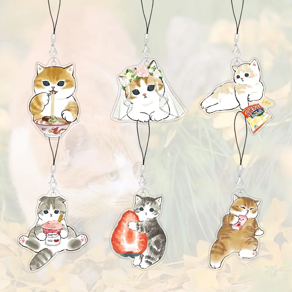 55mm Friendship Lanyards Mofusand Cute Cat Acrylic Phone Straps Ornaments Carton Animation Pendant Bag