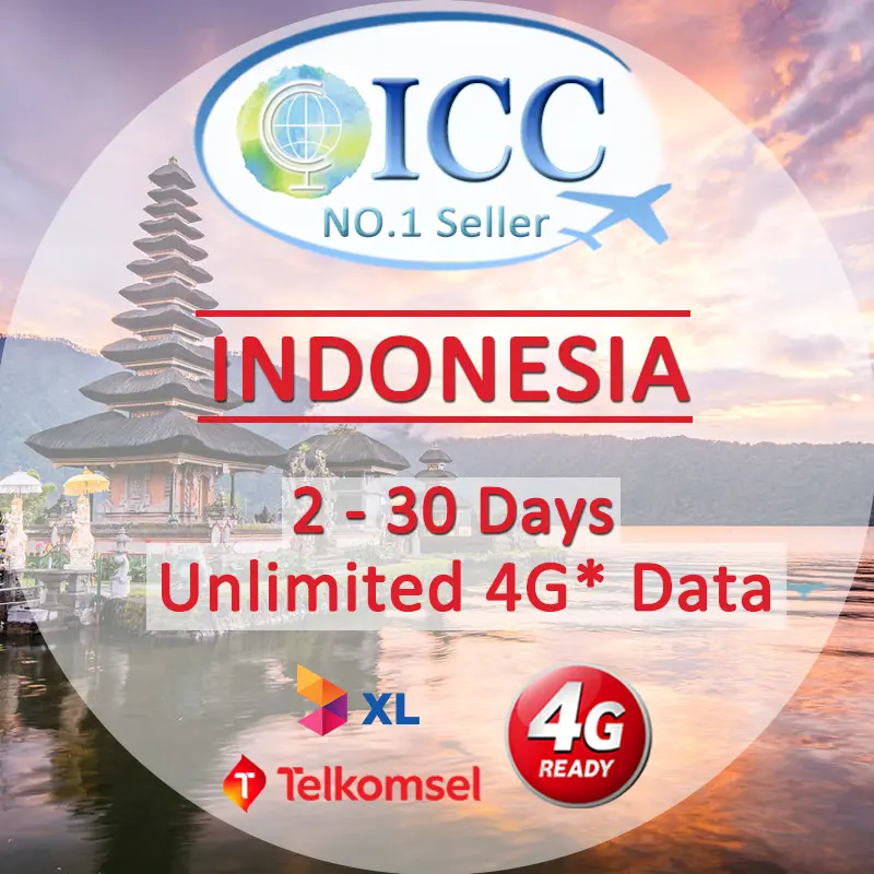 ICC SIM Card - Indonesia 2-10 Days Daily 1GB/2GB/3GB/Unlimited 4G* + Unlimited Data (XL Network)
