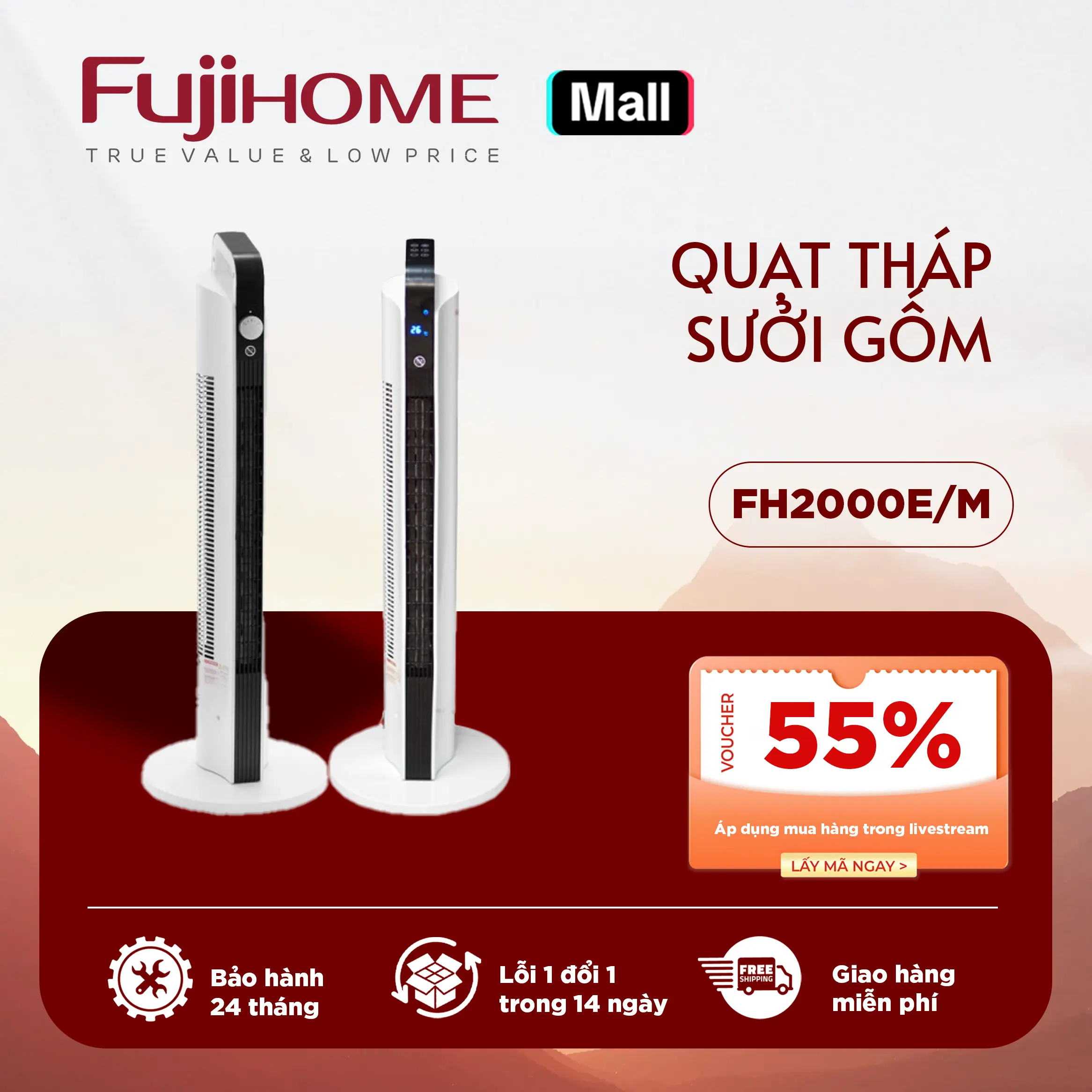 Máy sưởi gốm không khô da  nhập khẩu FUJIHOME FH2000 không đốt oxi tự ngắt tiết kiệm điện