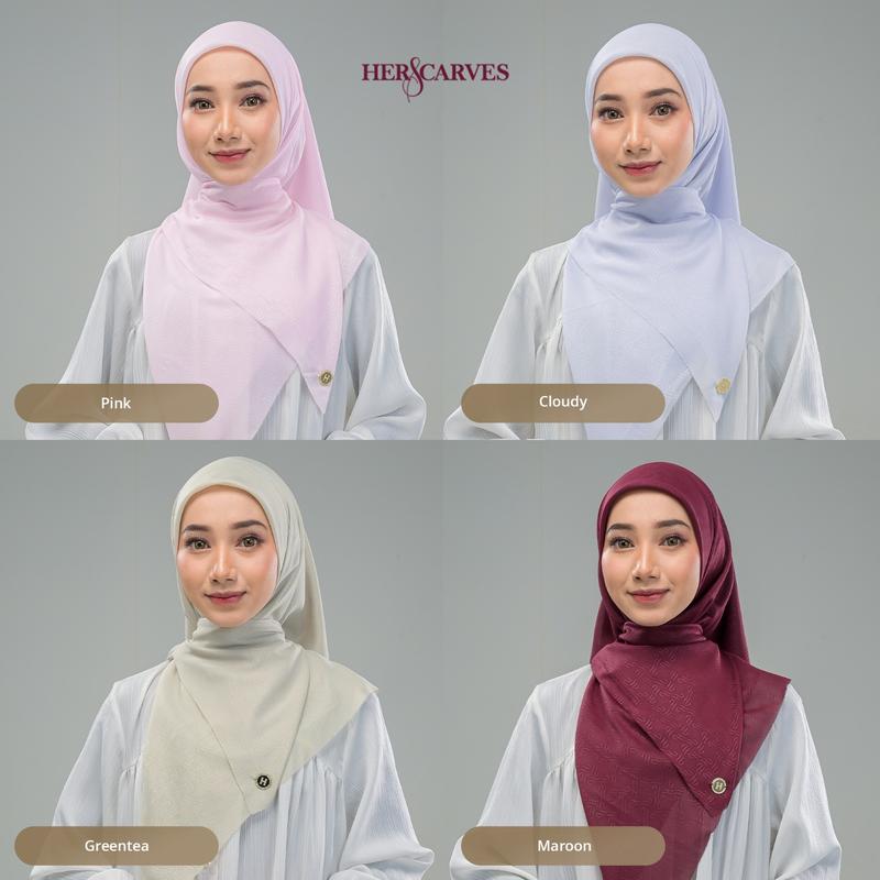 Classy Emboss Hers - Kerudung Hijab Segi Empat Polos Box Premium by HerScarves - Ecer (1pcs) Square Muslim Wanita 7