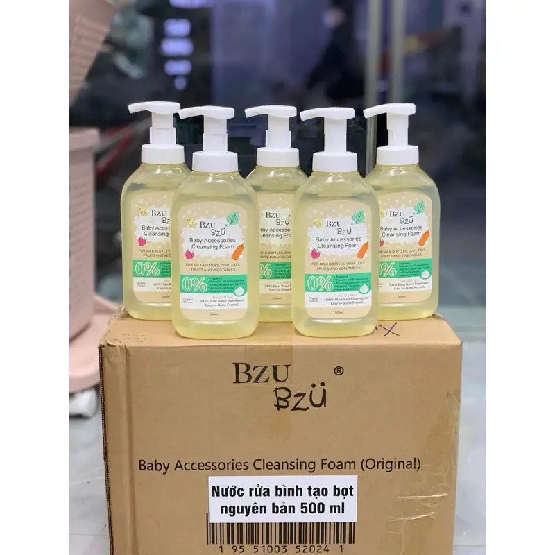 [ Mua 1 Tặng 1 ] Nước Rửa Bình Sữa BZU BZU 500ml Hương chanh và hương tự nhiên