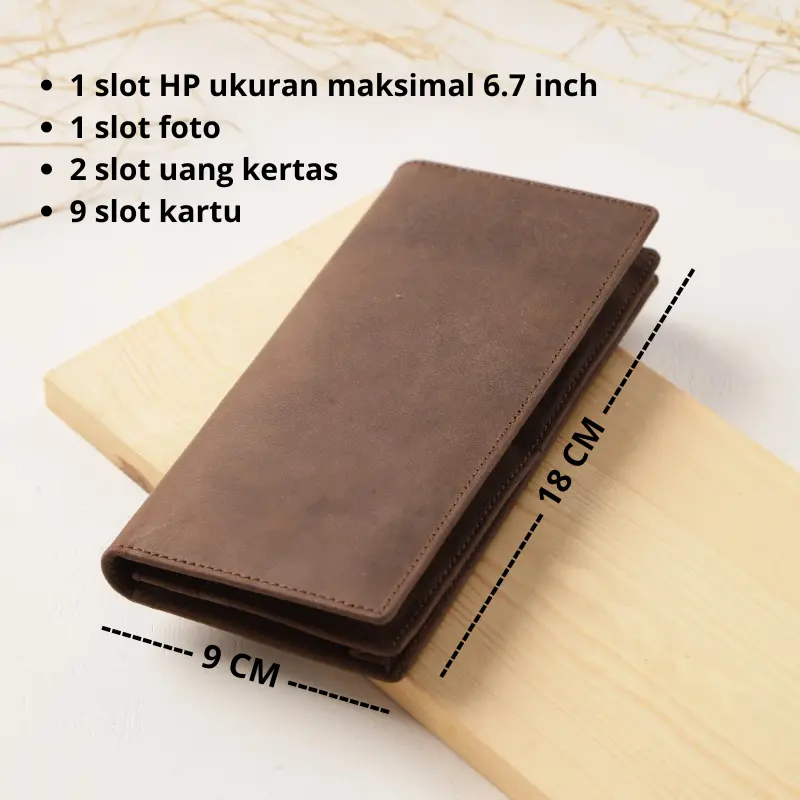 Alvyn Dompet HP Panjang Kulit Asli bisa untuk Kartu Uang dan HP Karakter Pria Wanita 2