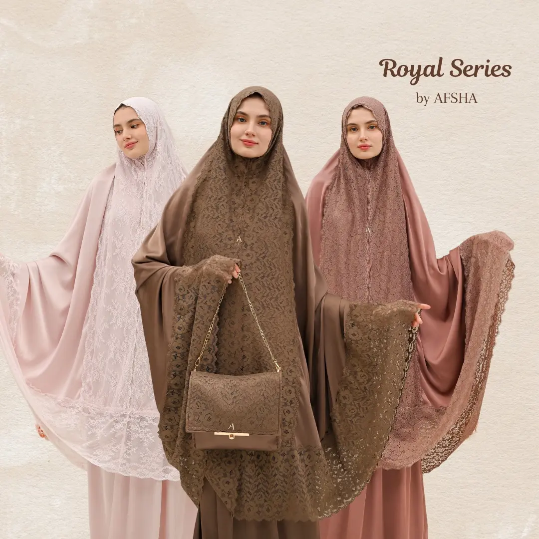 Mukena Premium Royal AFSHA Silk With Exclusive Pouch