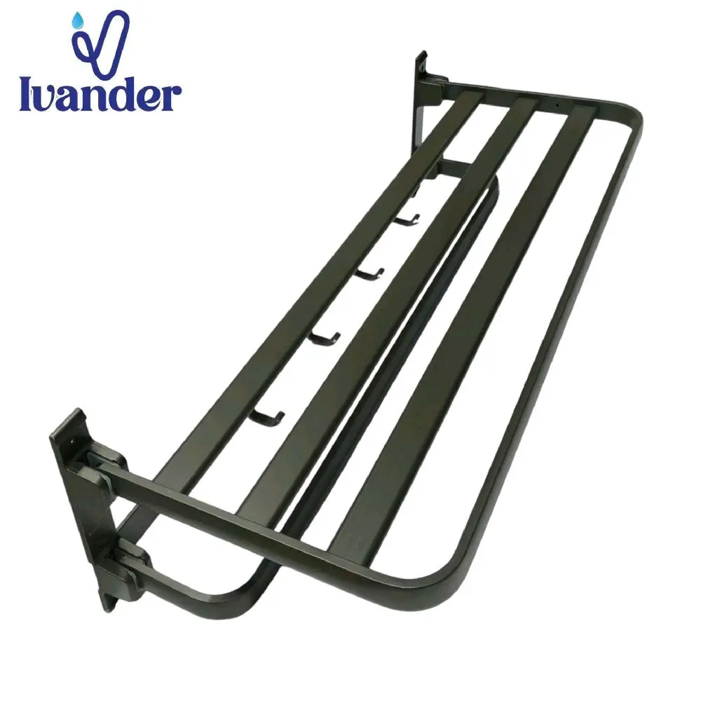 gantungan handuk lipat 4 baris + 5 kait gantungan baju/gantungan handuk multifungsi STAINLESS STEEL SUS 304 Minimalis