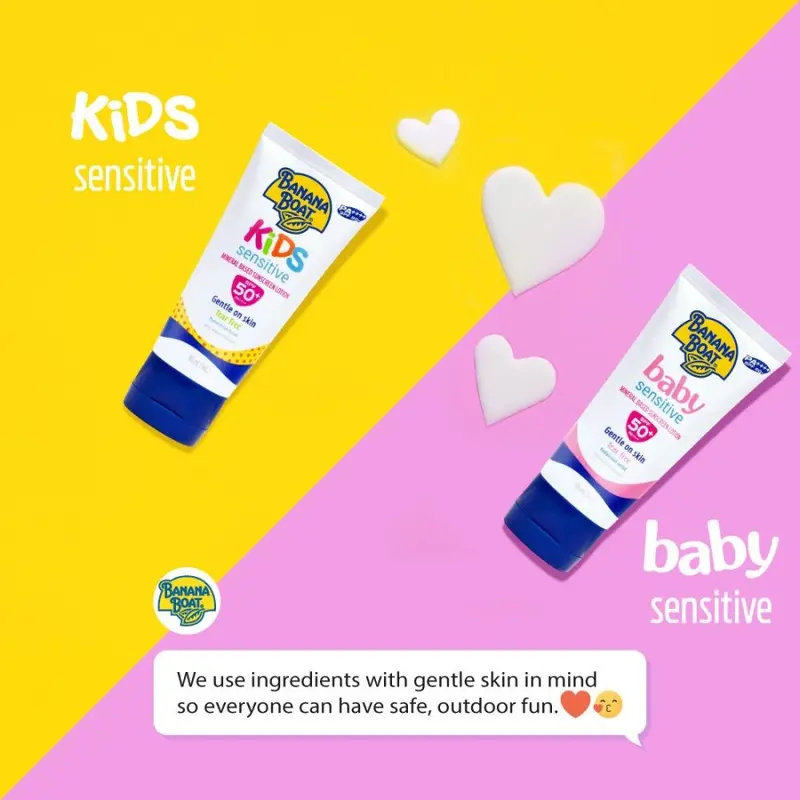 Banana Boat Baby Sensitive Mineral Sunscreen Anak Lotion SPF 50+ 90 ml - Free Gift Mamypoko Wipes Tisu Basah 2