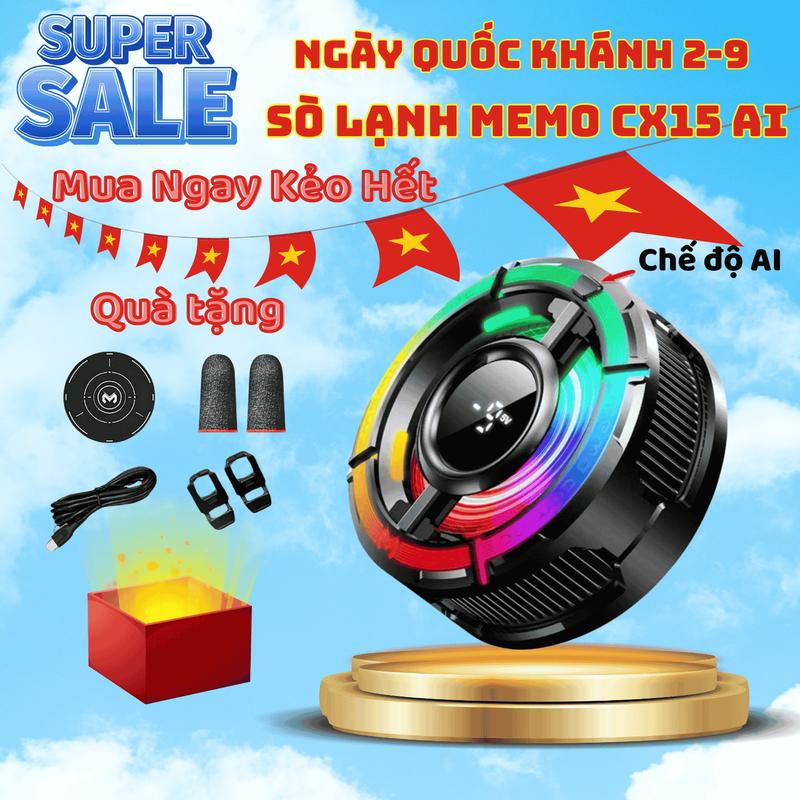 Quạt tản nhiệt điện thoại sò lạnh MEMO CX15 Pro AI- Led RGB Gaming Chế độ Ai Làm lạnh nhanh đóng băng bề mặt Bảo hành 6 tháng lỗi 1 đổi 1