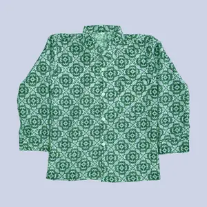 Baju Seragam SD Motif Bunga Nusa Hijau Lengan Panjang - Fashion