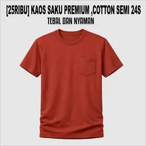 [25ribu] Kaos Pocket Saku Polos Unisex 100% Premium Cotton Semi 24s