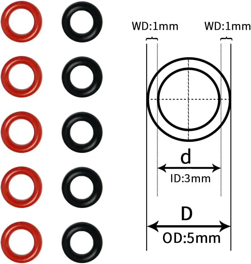100pcs Lock O-Ring Rubber Gasket 5mm Wide Outdoor Sports Accessories