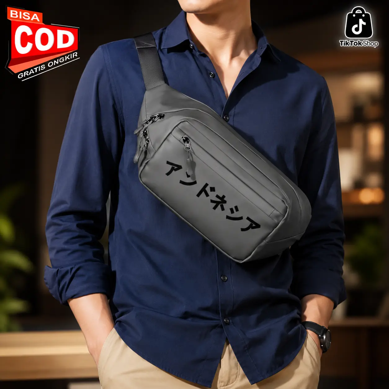 Bimo Tas Selempang & Bahu Pria Sanji Original Hitam Pria Waterproof Kualitas Premium Anti Air Cocok untuk Aktivitas Kasual Model Minimalis Praktis