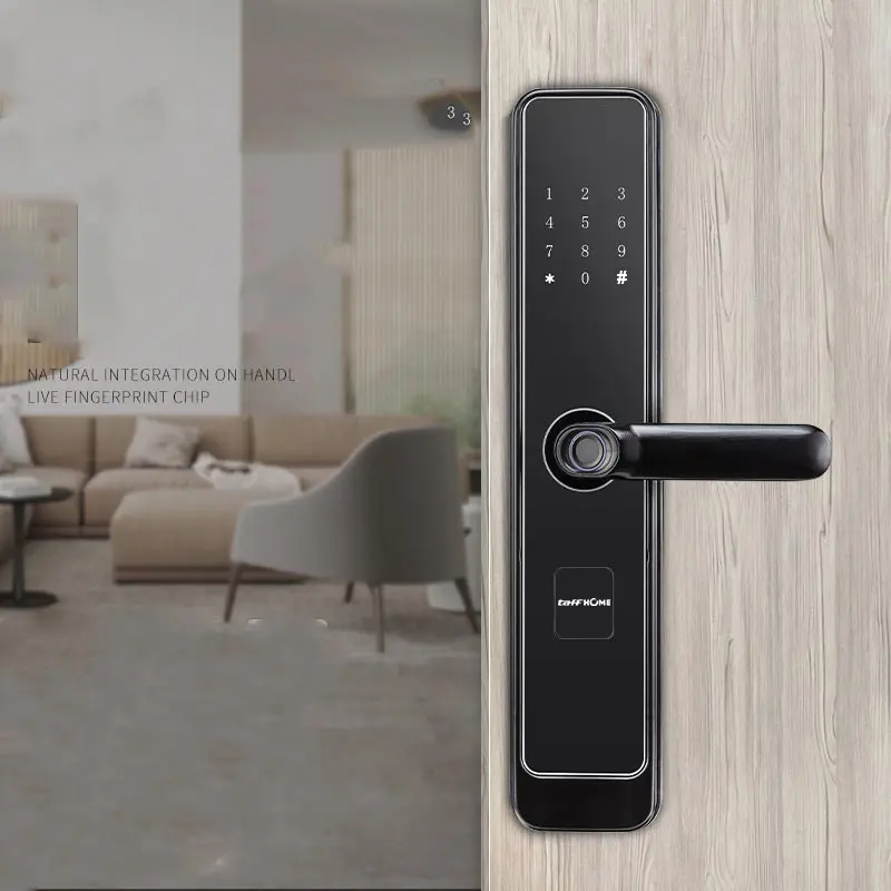 TaffHOME Smart Door Lock Fingerprint Password Card RFID Alarm - XR24 - Black 1