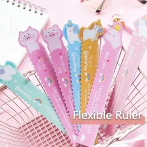 KartunPenggaris Magnetik Siswa Dapat Menekuk Gambar Pengukuran 15cm Alat Tulis Penggaris Lembut