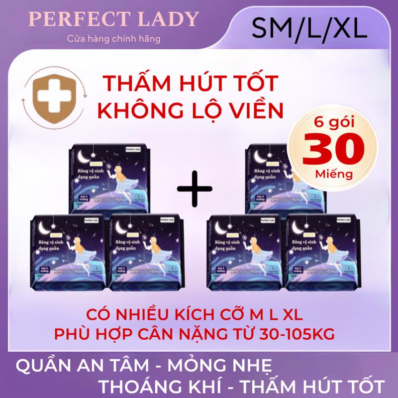 【MUA 3 TẶNG 3 Băng Vệ Sinh Dạng Quần PERFECT LADY Gồm 30 Miếng mềm mại thấm hút tốt không lộ viền dùng được cả ngày lẫn đêm phụ nữ sau sinh - Tampon Nữ