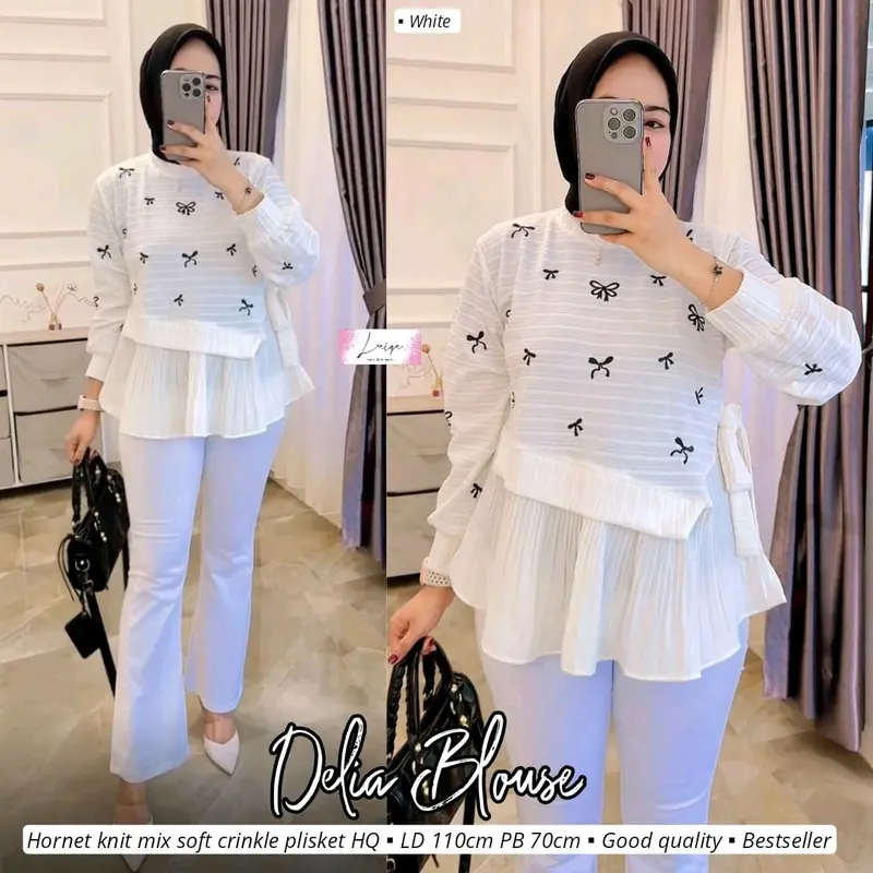 Frila/Delia/luvita/Selly/Atasan Wanita Modern Kekinia Bestseller/Blouse Wanita Mix Bordir Pita Bahan Adem Poll 3
