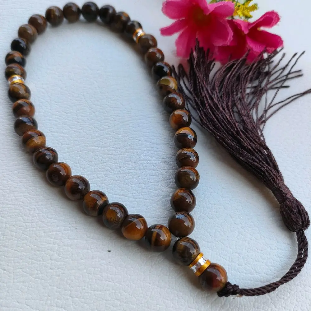 Tasbih Batu Tiger Eye 33 butir beads 8mm Tasbih Batu Natural Tasbeh Batu Muslim