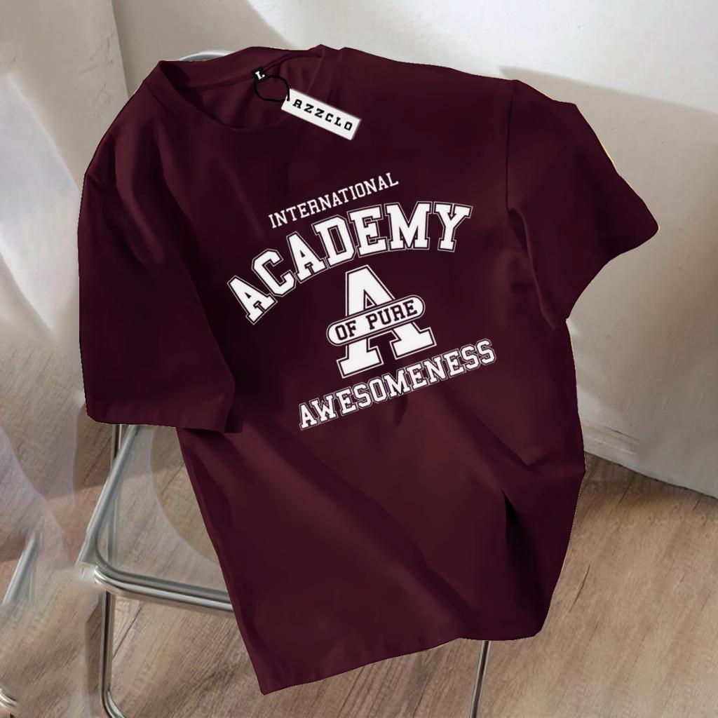 tshirt maroon pria motif kekinian lengan pendek cotton combed