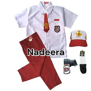 Set Lengkap Setelan Seragam Sekolah Merah Putih Anak Laki SD Baju Pendek Celana Merah Panjang