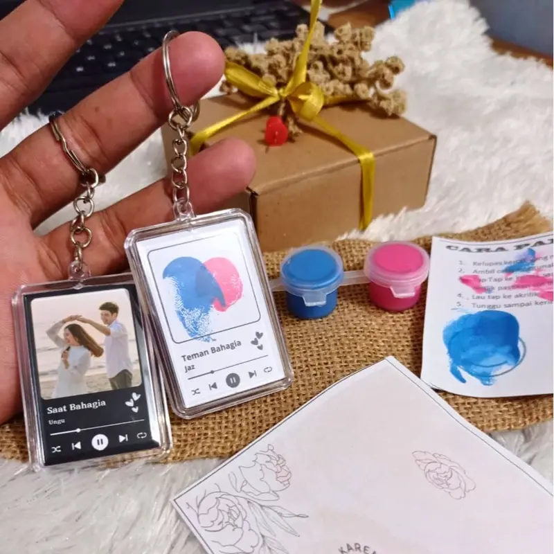 (Free Cat) KEYCHAIN FOTO + SIDIK JARI GANTUNGAN KUNCI SPOTIFY SIDIK JARI 2