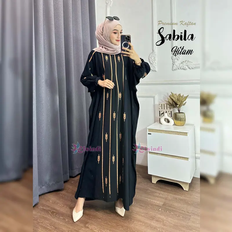 Elsindi Batik Sabila Dress Kaftan Rayon Premium Modis Gaya kekinian Super Adem Nyaman Dipakai kaftan dress gamis kaftan 2025  model  baru Jumbo kaftan kelelawar 2