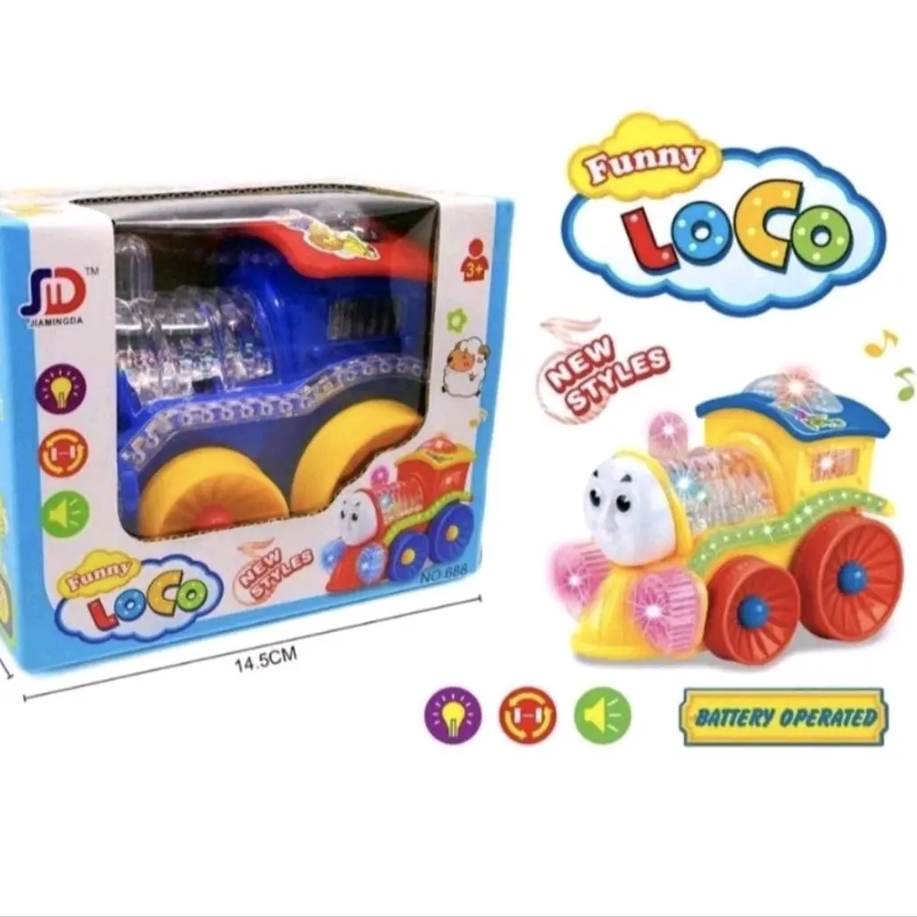 Mainan anak kereta api funny loco lampu dan bergerak