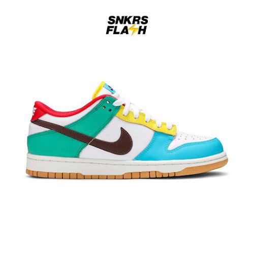 NIKE Kids Dunk Low Free 99 White Light Chocolate Roma Green (Gs) Sepatu Sneakers Anak - CZ2496100