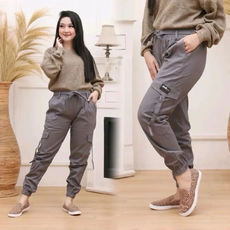 CARGO JOGGER WANITA JUMBO POLOS DRILL/ MELAR Celana Pants Kaual Karet JnR 3