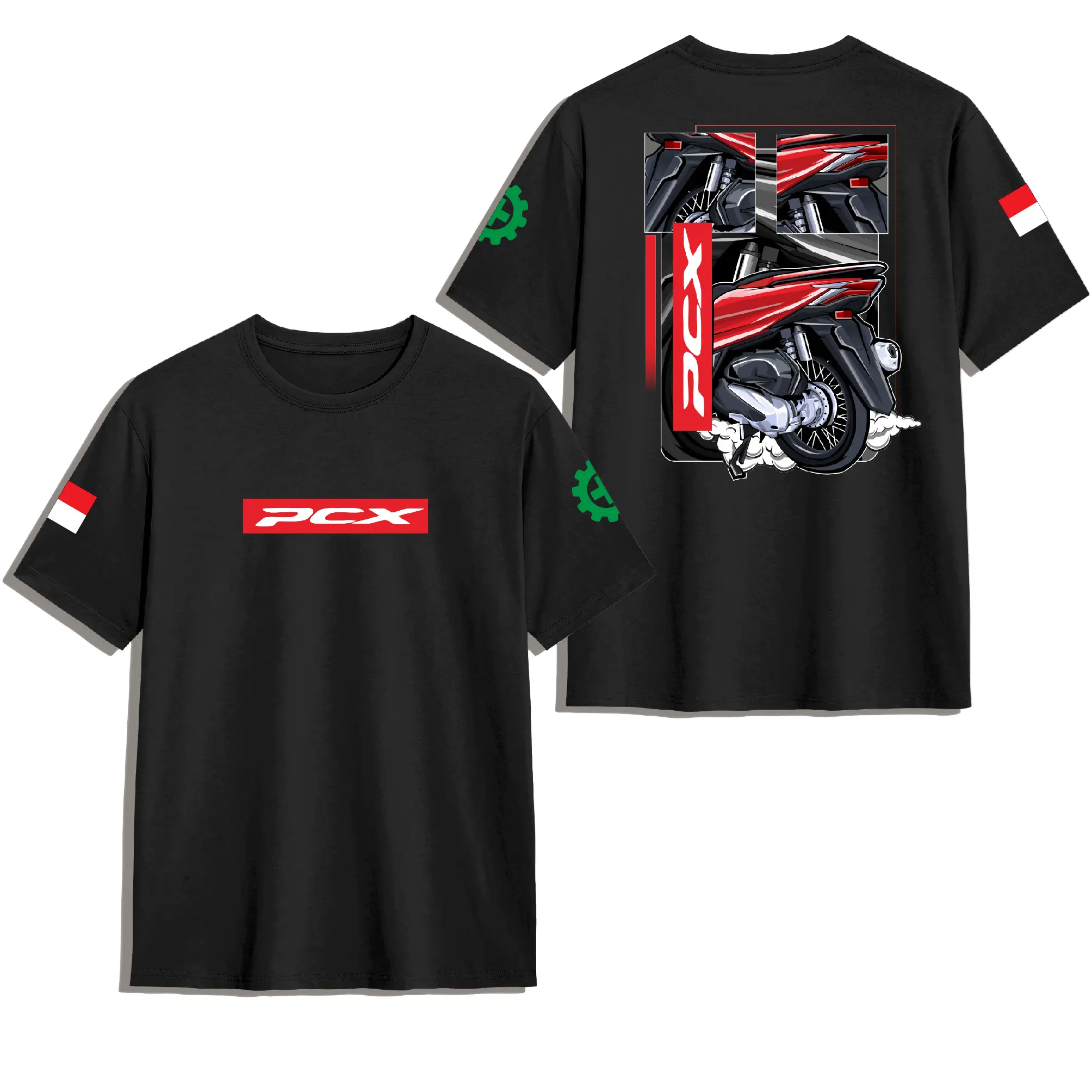 KAOS MOTOR PCX 160 MERAH TAMPILAN BELAKANG//KATUN COMBED 30S PREMIUM