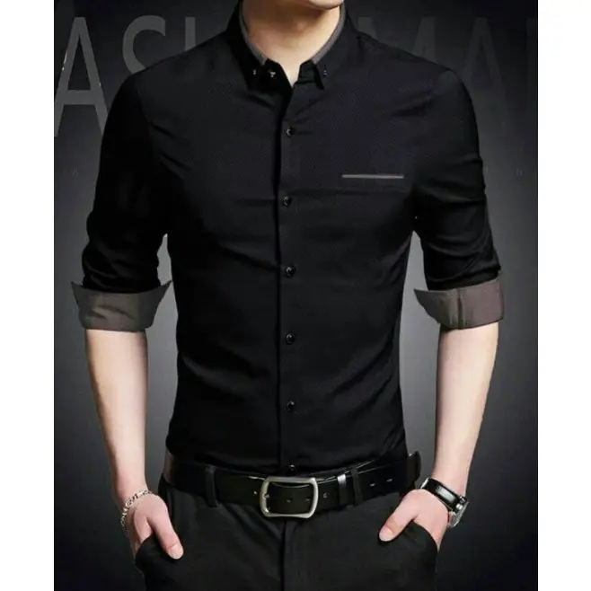 FortKlass raffi kemeja polos pria lengan panjang formal slimfit cowok cowok cowo Slim Fit Casual Tangan Formal Kerja Kantor