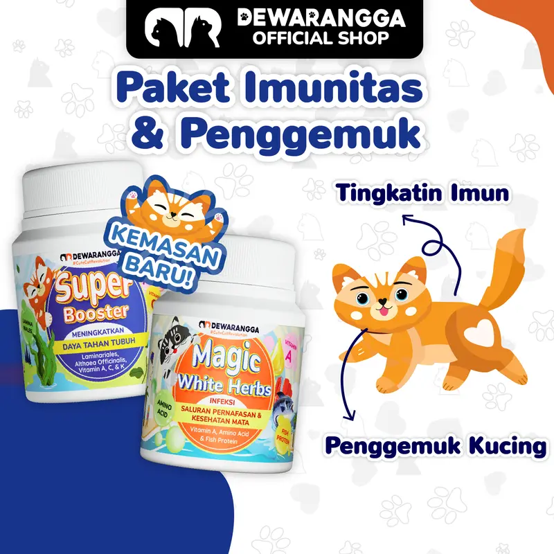Dewarangga Paket IMUNITAS & PENGGEMUK Kucing untuk Meningkatkan Daya Tahan Tubuh Kucing, Meningkatkan Nafsu Makan, Kucing Anti Sakit & Lemas 0