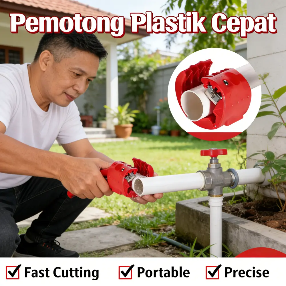 Pemotong Pipa Plastik Manual Aman, Model XYZ, UKURAN 20x10cm, Hemat Kerja, Tidak Melukai Tangan, Ideal untuk PU & PP, Dapat Memotong Pipa dengan Efisiensi Tinggi