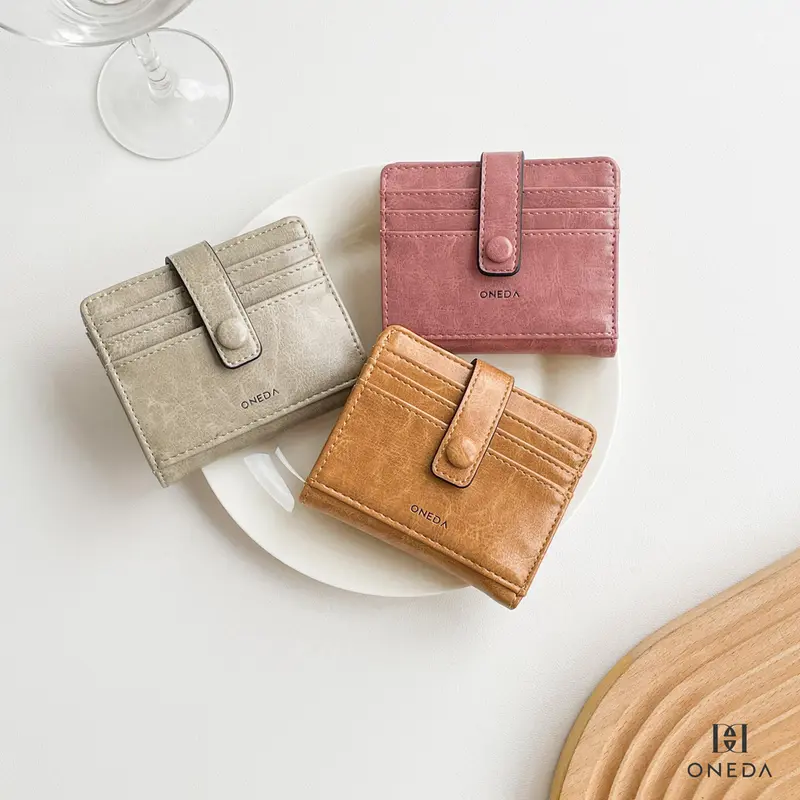 Oneda Liora Dompet Lipat Kartu Pria Wanita #W211 Pink Uang 2