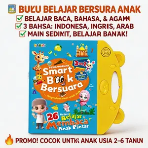 Smart Book Bersuara Buku Belajar Elektronik 2 Bahasa Indonesia Inggris 13 Materi Belajar Pendidikan Dini Anak Belajar Hijaiyah Angka Hewan Buah Transportasi Musik Profesi Dinosaurus untuk Balita TK PAUD