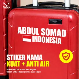Safwa - Stiker Nama & Domisili Koper UV DTF Custom – Label Penanda Koper Haji Umroh Custom – 2,5cm / 3,5cm