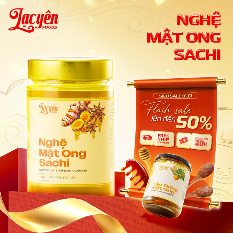 Nghệ Mật Ong Sachi Lạc Yên Foods - Thực Phẩm Giàu Curcumin Từ Tinh Nghệ Nguyên Chất Vị Thơm Dịu Dễ Uống Không Chất Bảo Quản Đường Hóa Học An Toàn Dành Cho Nhiều Đối Tượng