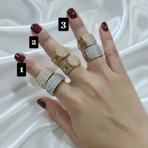 Cincin Wanita Titanium Full Permata | Model Elegan 3 Varian | Warna Gold & Silver | Anti Karat | Size 5–9