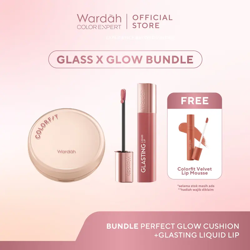 WARDAH Paket Glasting Liquid Lip + Colorfit Perfect Glow Cushion - Makeup 0