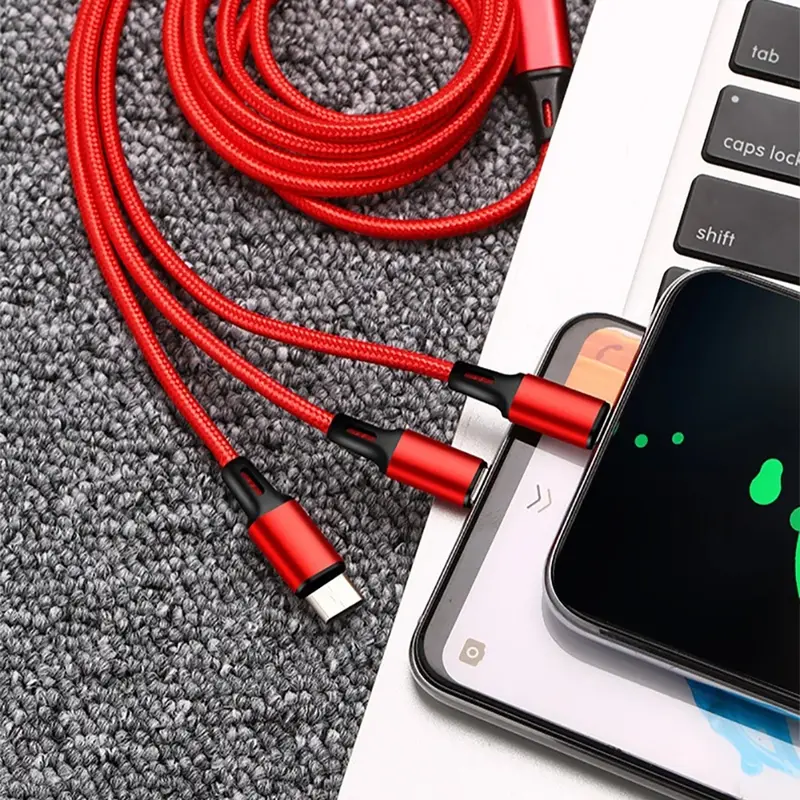 Cáp sạc đa cổng USB Type C Micro USB, Toocki, 3 trong 1, Nhiều cổng USB, Dây sạc USB-C, Dây điện thoại di động, Tương thích với iPhone, Huawei, Xiaomi, Samsung S10 1